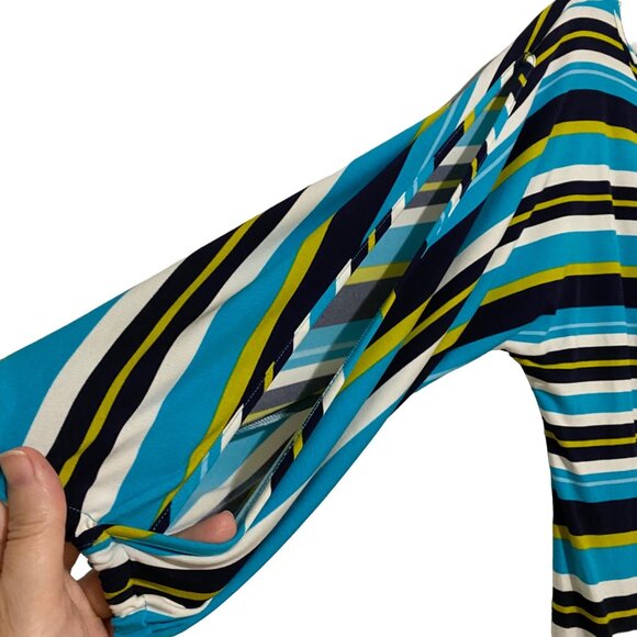 Calvin Klein Cold Shoulder Shift Dress Size 14 Striped Career Coastal Cruise - Picture 3 of 6